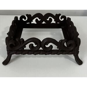 Vintage Brown Cast Iron Ornate Scroll Square Tissue Box Holder Upcycle